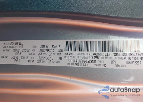 2015 Jeep Wrangler Unlimited Rubicon z USA, uszkodzony, nr VIN 1C4HJWFG8FL629181